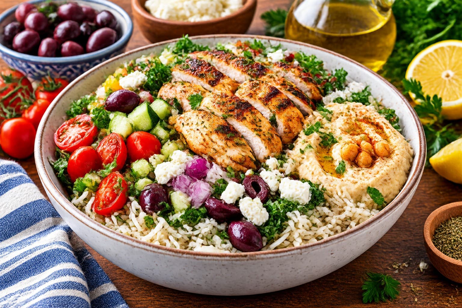 Mediterranean Rice Bowl made with basmati rice