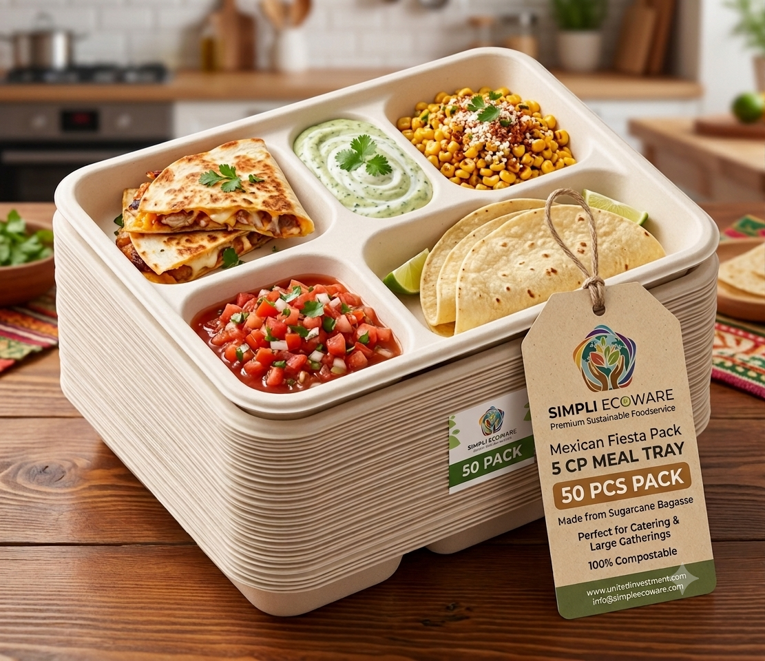 Simpli Ecoware 5 CP Meal Tray